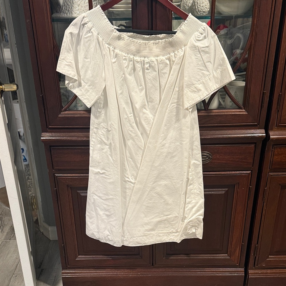 J. Crew White Off-Shoulder Blouse